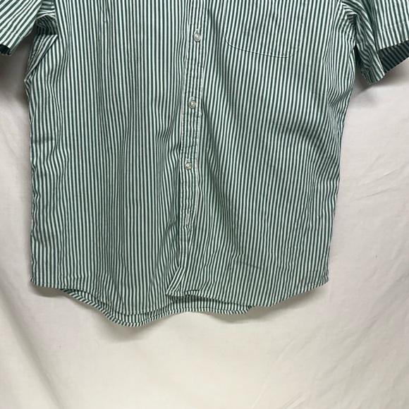 Old Navy‎ Mens Shirt  Green and White Striped Short Sleeve Collared Button Up - Picture 6 of 11